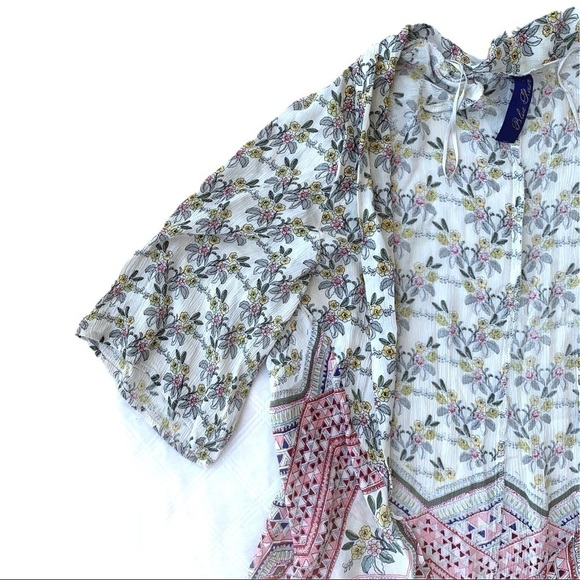 Francesca’s Blue Rain Floral Boho Chic Long Floral Kimono Size Small - Picture 11 of 16